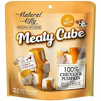 Лакомство для кошек и собак Natural Kitty Meaty Cube 100% Chicken & Pumpkin, в виде кубиков 60 г