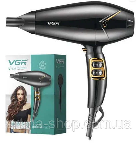 Професійний фен VGR для волосся v-423 Потужність 1800-2200w 2 швидкості, фото 1