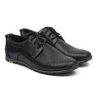 Летние кроссовки кожаные в сеточку черные мужская обувь больших размеров Rosso Avangard BS AN Black