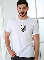 Необычный оригинальный подарок мужская футболка с патриотическим принтом "Герб Украины" белая PRO_330