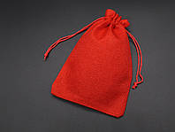 Подарочный мешочек из мешковины на затяжках. Цвет красный. 13х18см