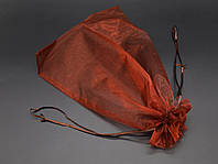 Подарочные тканевые мешочки для упаковки из органзы Цвет коричневый. 25х35см
