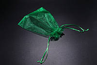 Подарочные красивые мешочки из органзы для украшений Цвет зеленый. 17х23см
