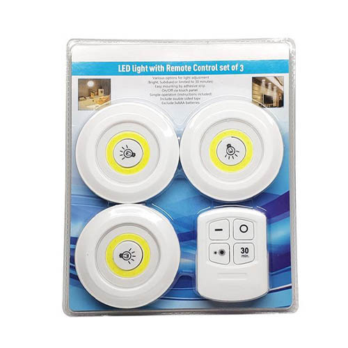 3x LED светильник ночник автономный, с пультом ДУ, белый JLK - фото 2 - id-p2191407229