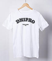 Необычный оригинальный подарок мужская футболка с патриотическим принтом "Dnipro Ukraine 1776" белая PRO_330