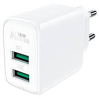 Мережевий зарядний пристрій ACEFAST A33 QC18W (USB-A+USB-A) dual port charger White inc mus