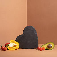 Подставка из сланца "Сердце" 10 см, Чорний, Black PRO_320