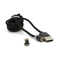 Магнітний кабель PiPo USB 2.0 /Lighting, 2m, 2А, тканинна оплетка, броньований, знімач, Black, BOX l