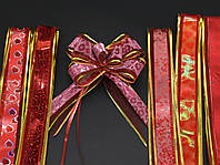 Бант для упаковки подарков на затяжках декоративный Цвет красный. 6х14 см