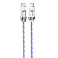 Кабель HOCO U113 Solid 100W silicone charging data cable Type-C to Type-C Blue