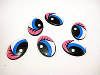 Сине-розовые Глаза для игрушек с веками 20 мм. Овальные глазки для рукоделия и кукол Фурнитура для поделок