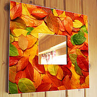Декоративное зеркало "Осенние листья" украшение для кухни, настенные или настольные, для спальни, дома, дачи