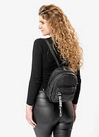 Al Женский модный городской рюкзак из экокожи Sambag Talari SLD черный практичный маленький мини стильный
