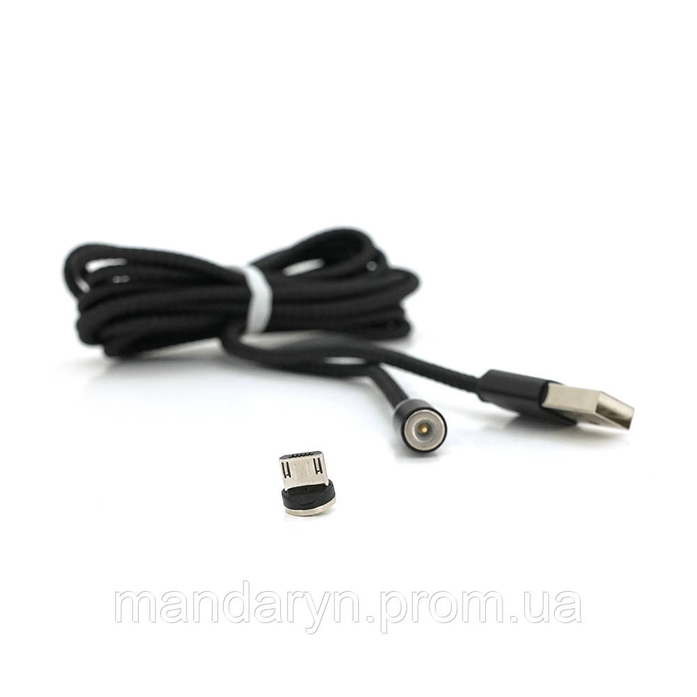 Магнитный кабель PiPo USB 2.0/Micro, 2m, 2А, тканевая оплетка, бронированный, съемник, Black, BOX b - фото 1 - id-p2062941788