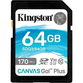 Kingston 64GB SDXC Canvas Go Plus 170R C10 UHS-I U3 V30 Модуль флеш-пам'яті