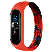 Ремешок для фитнес браслета BeCover Elastic Nylon Style для Xiaomi Mi Smart Band 5/6 Size M Black-Red