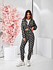 Жіночий літній костюм з принтом: штани-джогери та сорочка, фото 5