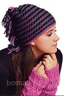 Меланжева молодіжна шапка Шагі (Shaggy II), TM Loman, напіввовняна, колір рожевий з сірим, розмір 55-57
