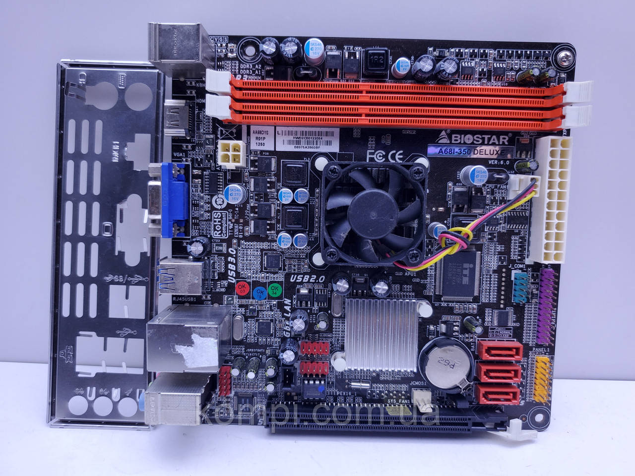 Материнська плата Biostar A68I-350 DELUXE (AMD APU 350D, DDR3, mini-ITX, б/у)