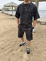 Літній спортивний чоловічий костюм Fiks (шорти+футболка) Чорний