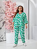 Жіночий стильний літній костюм з принтом: штани та простора блузка-туніка, батал великі розміри, фото 5