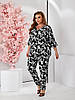 Жіночий стильний літній костюм з принтом: штани та простора блузка-туніка, батал великі розміри, фото 2