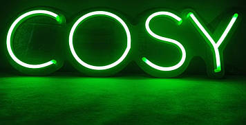 Неонова вивіска Cosy 130х400 мм зелена з пультом