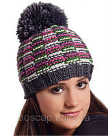 Молодежная женская шапка с бубоном Ниал(Neal) TM Loman, цвет меланжевый серый, размер 55-56