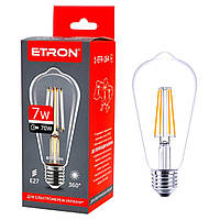 Економічна світлодіодна філаментна лампа для лофту ETRON Filament ST64 7W E27 4200K