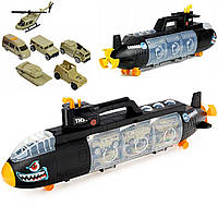 Підводна Човенка Дитяча Іграшка з Набором Військових Машин і Вертолетом