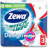 Бумажные полотенца Zewa Wisch Weg Design 45 отрывов 2 слоя 3 рулона 7322540778205 JLK