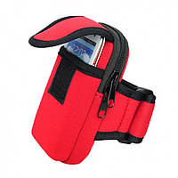 Чехол для смартфона с карманом на руку для спорта красный JLK
