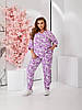Жіночий стильний літній костюм з принтом: штани та простора блузка-туніка, батал великі розміри, фото 6