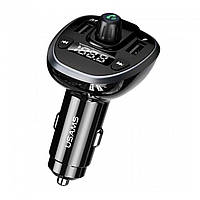 АЗП з FM-модулятором Usams US-CC115 C21 Dual USB 3.4A Digital Display Wireless FM Car Charger Black inc mus