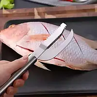 Ніж для риби 3в1 FishScraper кухонний, професійний ніж для чищення та оброблення риби, рибочистка. 1 шт.