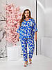 Жіночий стильний літній костюм з принтом: штани та простора блузка-туніка, батал великі розміри, фото 8