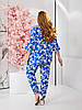Жіночий стильний літній костюм з принтом: штани та простора блузка-туніка, батал великі розміри, фото 7