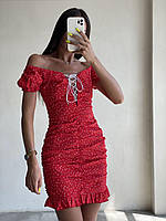 Женское стильное платье мини в горошек ткань: софт Мод #539