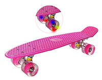 Скейт Пенні борд (Penny board), світяться колеса MS 0848-2, рожевий