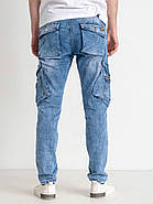 Чоловічі джинси котонові з кишенями "карго", синього кольору, Туреччина, 28-36, фото 3