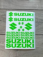 Suzuki наклейки универсальные . Цвет зеленая кислота . На бак пластик