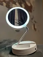 Складное косметическое зеркало для макияжа круглое увеличительное 10X My Fold Away Mirror с LED подсветкой