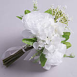 Букет Півонії, мертнезій.гіпсофіла білий 24 см. Квіти штучні, фото 2