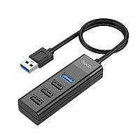 Кабель-перехiдник HOCO HB25 Easy mix 4-in-1 converter(USB to USB3.0+USB2.0*3) Black mus