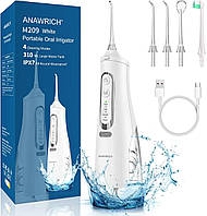 ANAWRICH Портативный стоматологический ирригатор, 4 режима и 4 сменных насадки