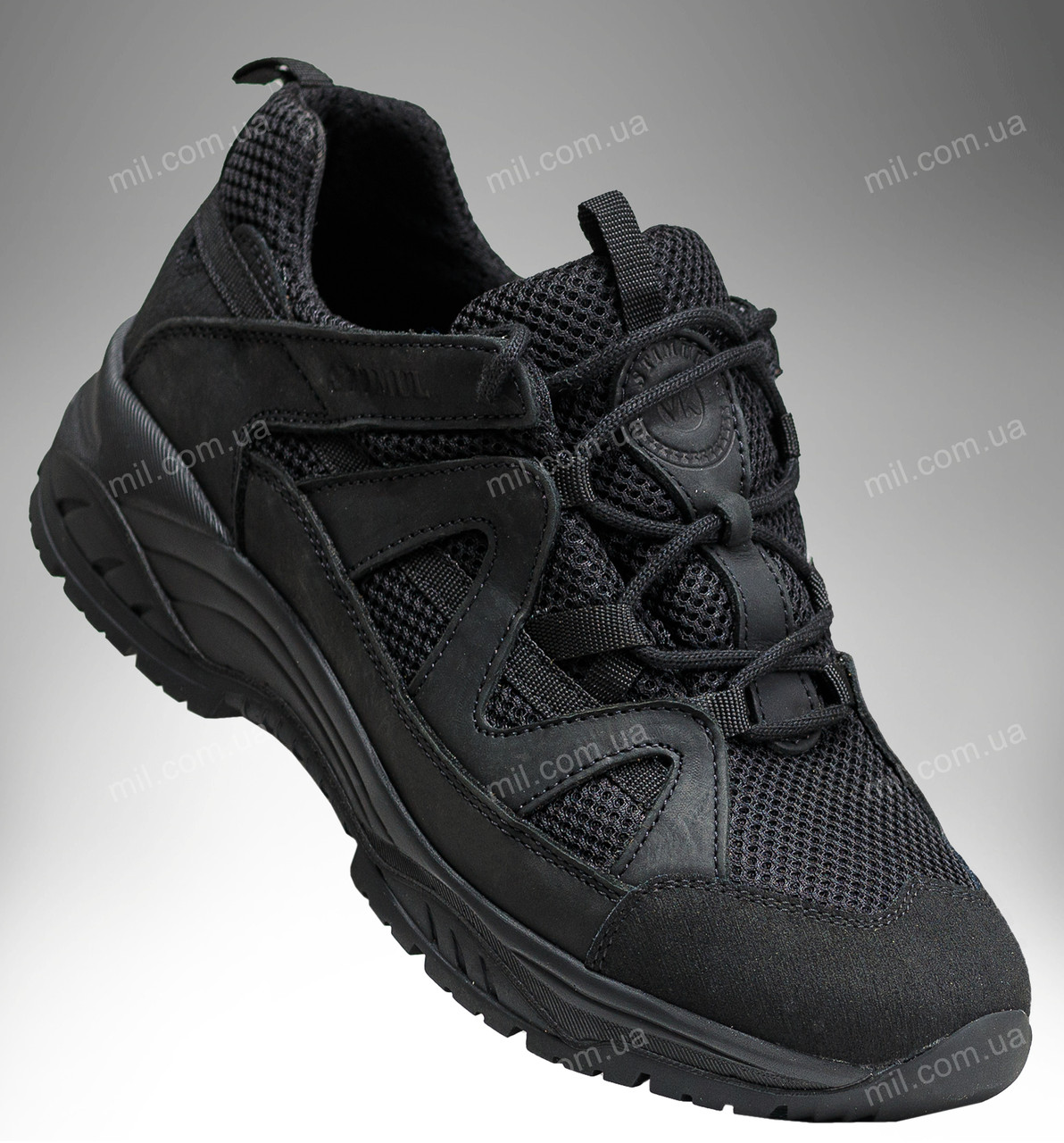 Шкіряні військові кросівки на літо / літнє тактичне взуття з вентильованою сіткою SCAR Pro (black)