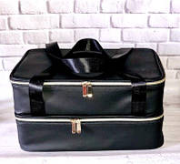 Сумка (чемодан, косметичка, кейс) для мастера (для косметики) со съемными перегородками большая (черная)