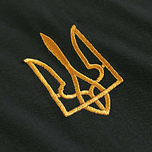 Чорна дитяча футболка з вишивкою тризуба золотими нитками патріотична 92–158 см, фото 3