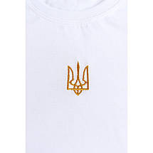 Чорна дитяча футболка з вишивкою тризуба золотими нитками патріотична 92–158 см, фото 4