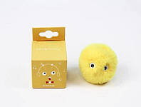 Интерактивная игрушка мячик мохнатый для кошек со звуками птиц 10078 5 см желтая o